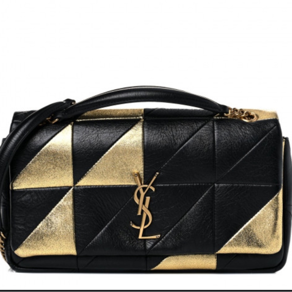 Metallic Lambskin Calfskin Patchwork Monogram Med… - image 3